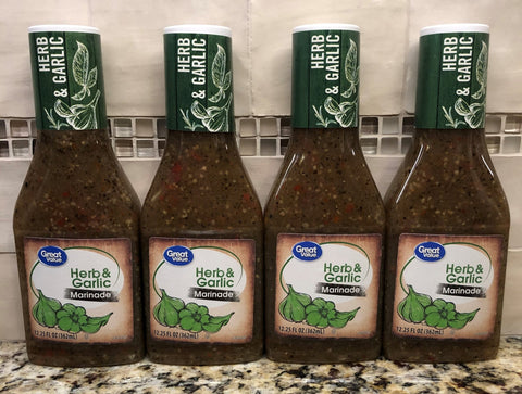 4 BOTTLES Great Value Herb & Garlic Marinade 12.25 oz Meat Grill
