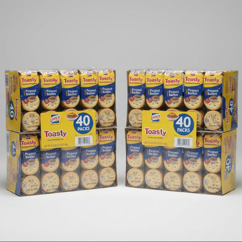 80 packs Toasty Lance Sandwich Crackers Real Peanut Butter NABS FREE SHIP