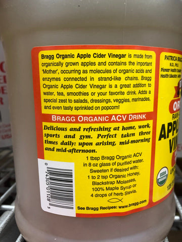 1 Gallon Bragg Organic Apple Cider Vinegar with Mother Raw Unfiltered