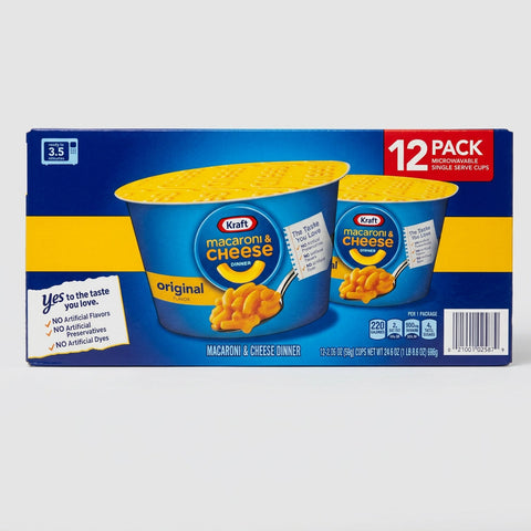 12 Kraft Easy Mac Macaroni & Cheese Cups 2.05 oz Cheesiest Microwaveable