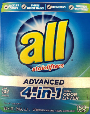 all Advanced 4-in-1 150 loads 255 oz Laundry Detergent Stain lifter