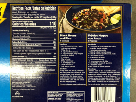 12 Cans of Bush's Black Beans, 15 oz