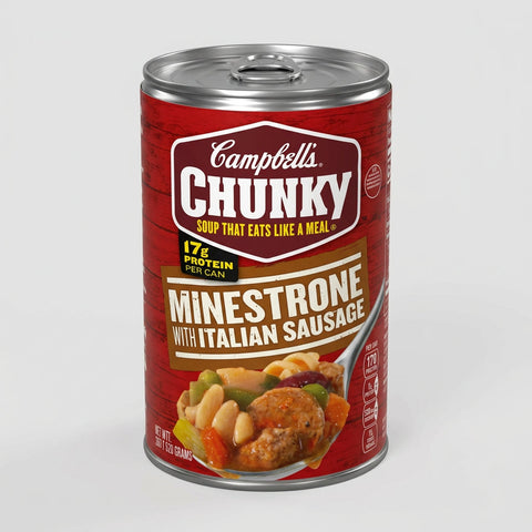 12 Cans of Campbell's Chunky Minestrone with Italian Sausage Soup, 18.8 oz