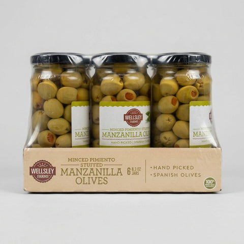 6 Jars of Wellsley Farms Spanish Stuffed Manzanilla Olives, 8.3 oz