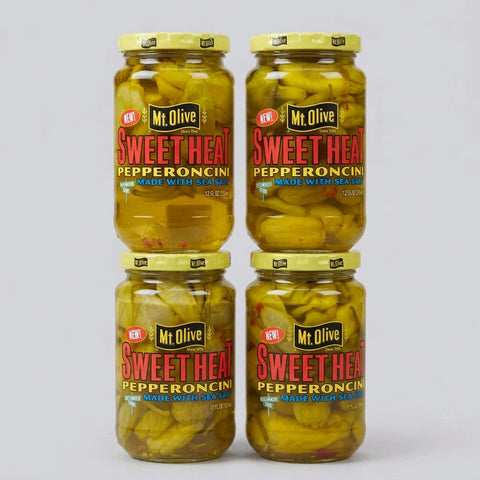 4 Jars Mount Olive Sweet Heat Pepperoncini Peppers 12 oz