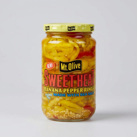 4 Jars of Mount Olive Sweet Heat Banana Pepper Rings, 12 oz