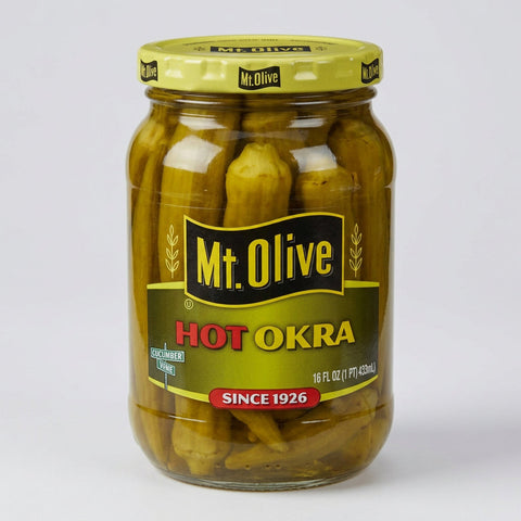 3 Jars of Mount Olive Pickled Hot Okra, 16 oz