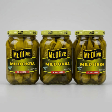 3 Jars of Mount Olive Pickled Mild Okra, 16 oz