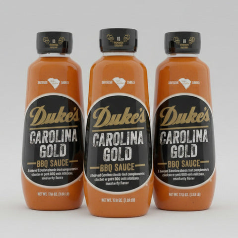 3 BOTTLES Duke's Carolina Gold BBQ Sauce Barbecue 17 oz Mayo Pork