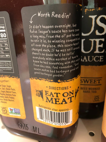 Rufus Teague Honey Sweet BBQ Sauce, 16 oz