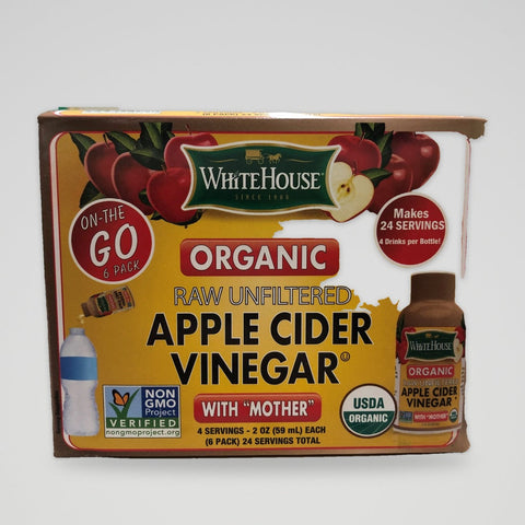 White House Organic Apple Cider Vinegar Shots 6 Ct Drink with Mother