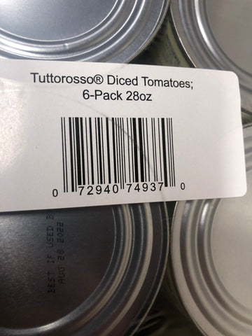 6 Cans of Tuttorosso 100 Percent Natural Diced Tomatoes, 28 oz