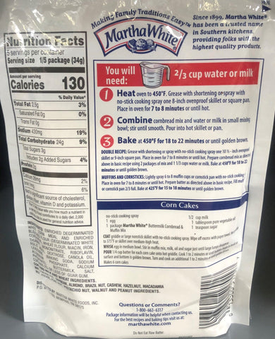 Martha White Buttermilk Cornbread & Muffin Mix, 6.5 oz