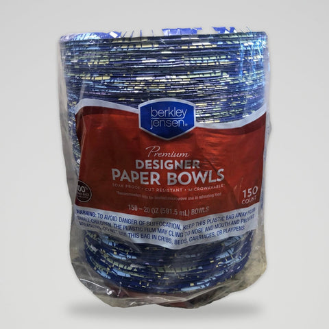 Berkley Jensen Premium Designer Paper Bowl 20 oz 150 count lunch chili ice cream