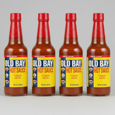 4 BOTTLES Old Bay Hot Sauce Dip 10 Oz Chicken BBQ Hot Vinegar Pepper