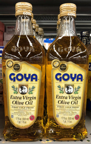 2 Bottles Goya Extra Virgin Olive Oil First Cold Press 17 fl oz