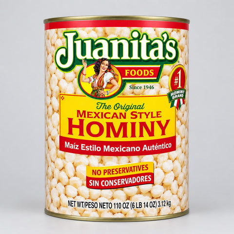 Juanita's Foods Mexican Style Hominy 2.97 kg Can Corn 6lb14oz