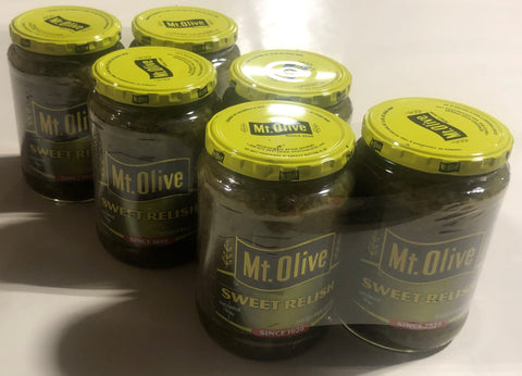 6 Jars of Mount Olive Sweet Pickle Relish, 24 oz