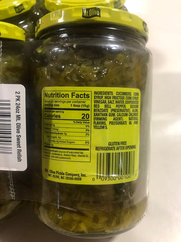 6 Jars of Mount Olive Sweet Pickle Relish, 24 oz
