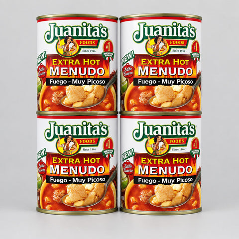 4 Cans Juanita's Extra Hot Menudo 25 oz