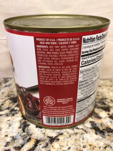 4 Cans Juanita's Extra Hot Menudo 25 oz