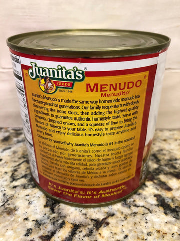 4 CANS Juanita's Menudo 25 oz Soup Tripe Bone Stock Hominy FREE SHIP