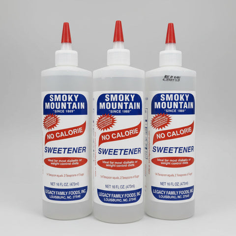 3 Bottles of Smoky Mountain No Calorie Sweetener, 16 oz