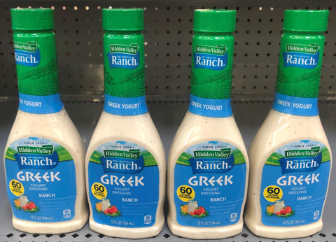 4 BOTTLES Hidden Valley Greek Yogurt Original Ranch Salad Dressing Dip Mix 12 oz