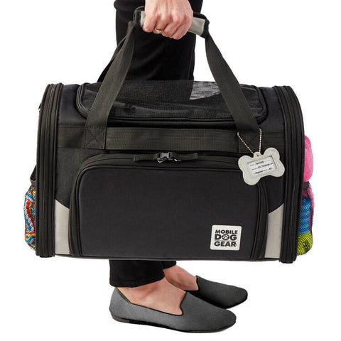 Black Mobile Dog Gear Pet Carrier PLUS Tote with Lined Food Puppy