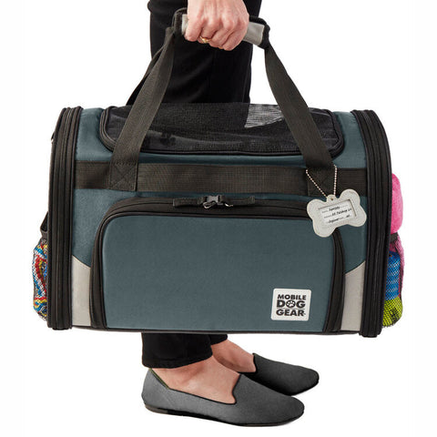 Gray Mobile Dog Gear Pet Carrier PLUS Tote with Lined Food Puppy
