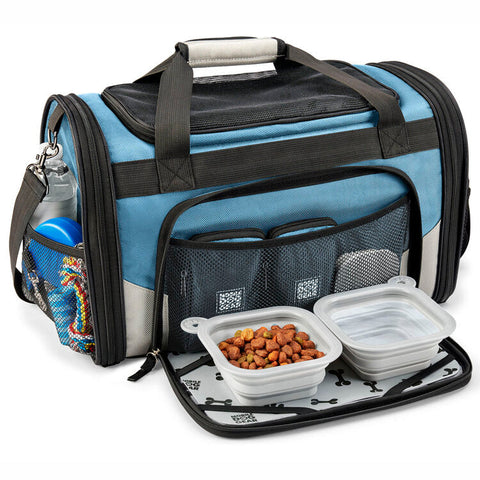BLUE Mobile Dog Gear Pet Carrier PLUS Tote with Lined Food Puppy