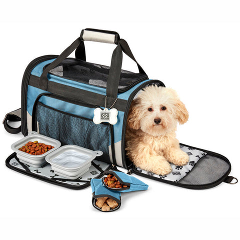 BLUE Mobile Dog Gear Pet Carrier PLUS Tote with Lined Food Puppy