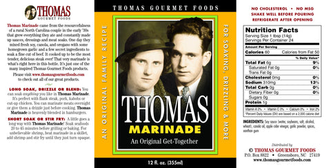 2 BOTTLES Thomas Gourmet Foods Marinade 14 oz Sauce Fish Chicken