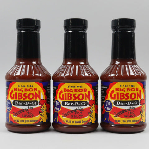 3 BOTTLES Big Bob Gibson Championship Red Sauce BBQ 19 oz Ribs