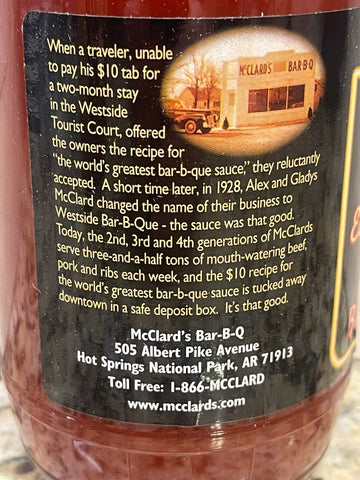 2 BOTTLES McClard's Barbecue BBQ Sauce 18 oz Ribs Pork Beef