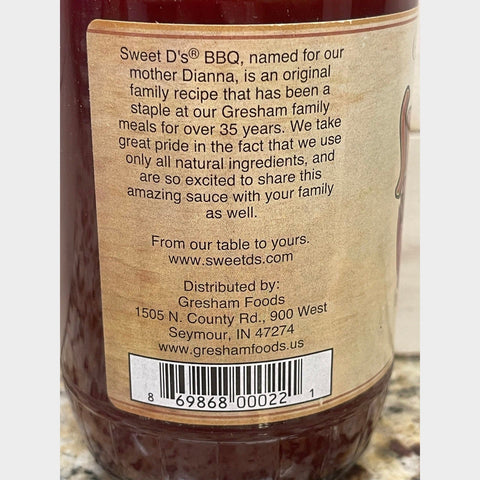 2 Bottles of Sweet D's Original Barbecue Sauce, 18 oz