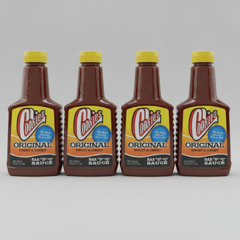 4 BOTTLES Cookies Original Sweet & Smoky Bar B Q Sauce Ribs Chicken