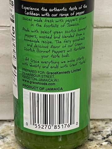 2 BOTTLES Grace Green Scotch Bonnet Pepper Sauce 4.8 oz Jamaican