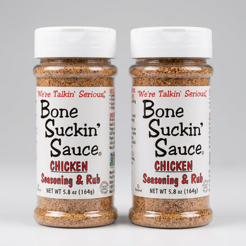 2 Bottles Bone Suckin’ Sauce Chicken Seasoning & Rub 5.3 oz. Jar