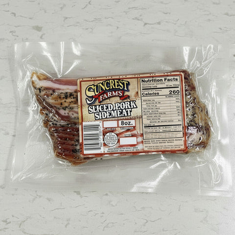 Suncrest Farms Old Fashioned Cured Country Ham Sliced Side Meat NC 8 oz Pork