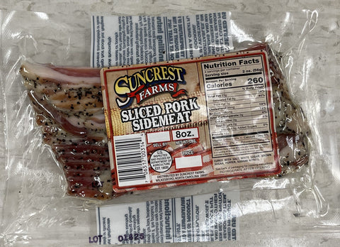 Suncrest Farms Old Fashioned Cured Country Ham Sliced Side Meat NC 8 oz Pork