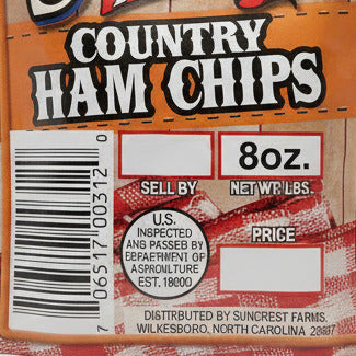 Suncrest Farms Old Fashioned Cured Country Ham Chips NC 8 oz Pork