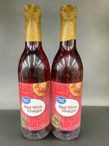 2 Bottles of Great Value Red Wine Vinegar, 12.7 fl oz