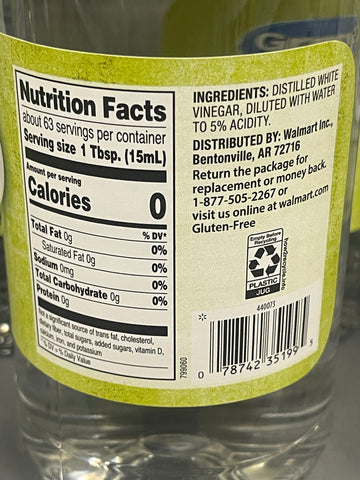 2 Bottles Great Value Distilled White Vinegar 32 fl oz Canning Cleaner