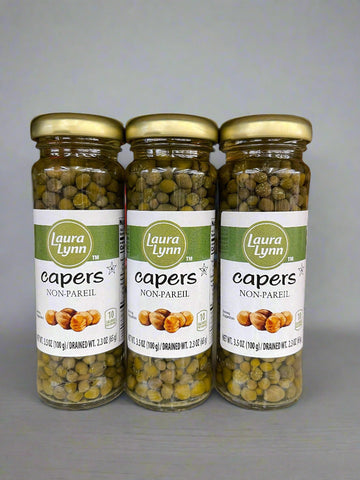 3 JARS Laura Lynn Non-Pareil Capers 3.5 oz Jar Salad Pickle Spanish
