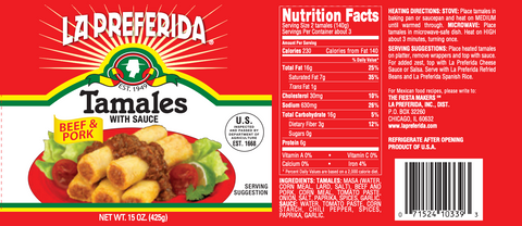 La Preferida Tamales Beef & Pork With Sauce, 15 oz