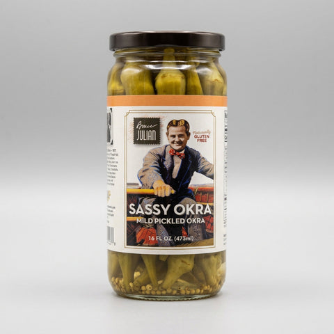 Bruce Julian Sassy Okra Mild Pickled Okra, 16 fl oz
