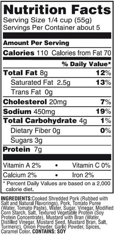 Castleberry's Carolina Recipe Pork in BBQ Sauce Sandwich Chopped Pulled Meat