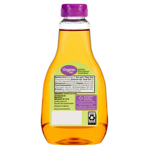 2 Bottles Great Value Organic Golden Blue Agave Sweetener Sugar Substitute 23.5 oz