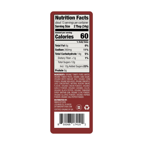 2 BOTTLES Organic Smash Kitchen American Style BBQ Sauce 15 oz Barbecue